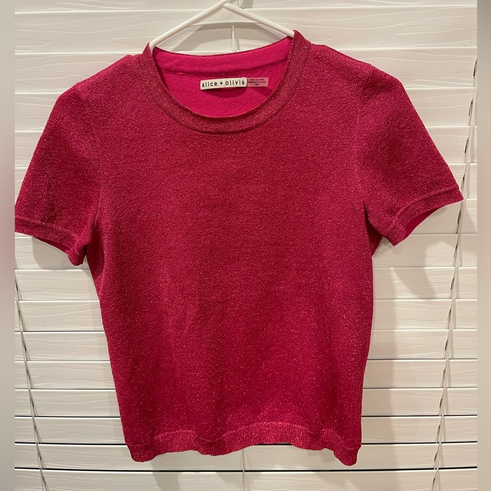 Alice and Olivia fuchsia metallic sweater